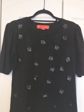 Madison Black Sweater with Orange Label Detail